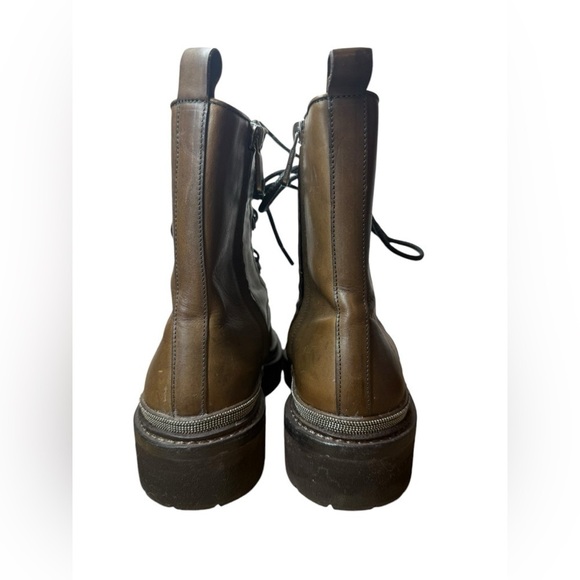 Brunello Cucinelli Leather Lace Up Combat Boots Size 36.5 or US 6.5 - Picture 5 of 12